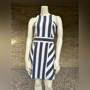 Milly Navy and White Striped Mini Sheath Dress